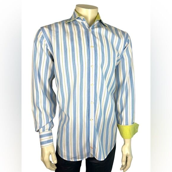 Thomas Dean L/S Casual Striped Dress Shirt Great Pre-Loved Condition Size L - Picture 6 of 11